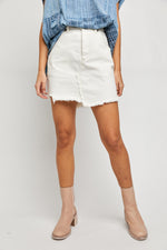 Free People Brand White Denim Cut Off Skirt