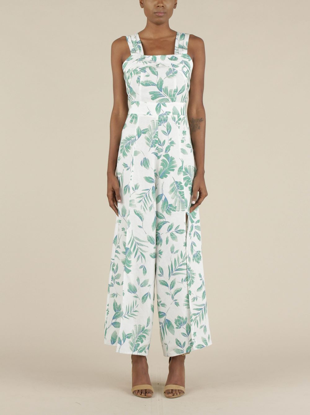 Sleeveless Tropical Jumpsuit