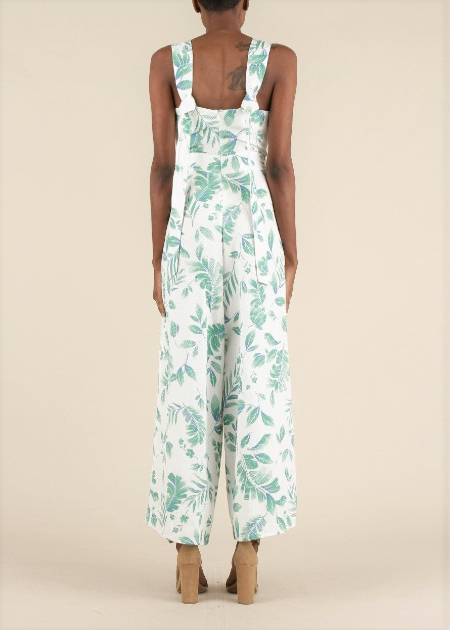 Sleeveless Tropical Jumpsuit
