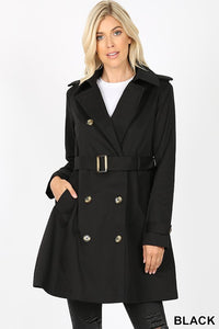 Black Double Breasted Trench Coat